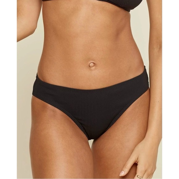 Andie The Cheeky Bikini Bottom - Black Ribbed Swimsuit Bottom Swim Suit Bottoms